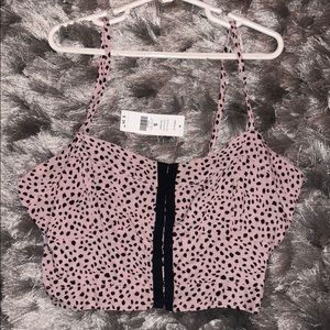 Garage Pink Leopard Print Crop-Top